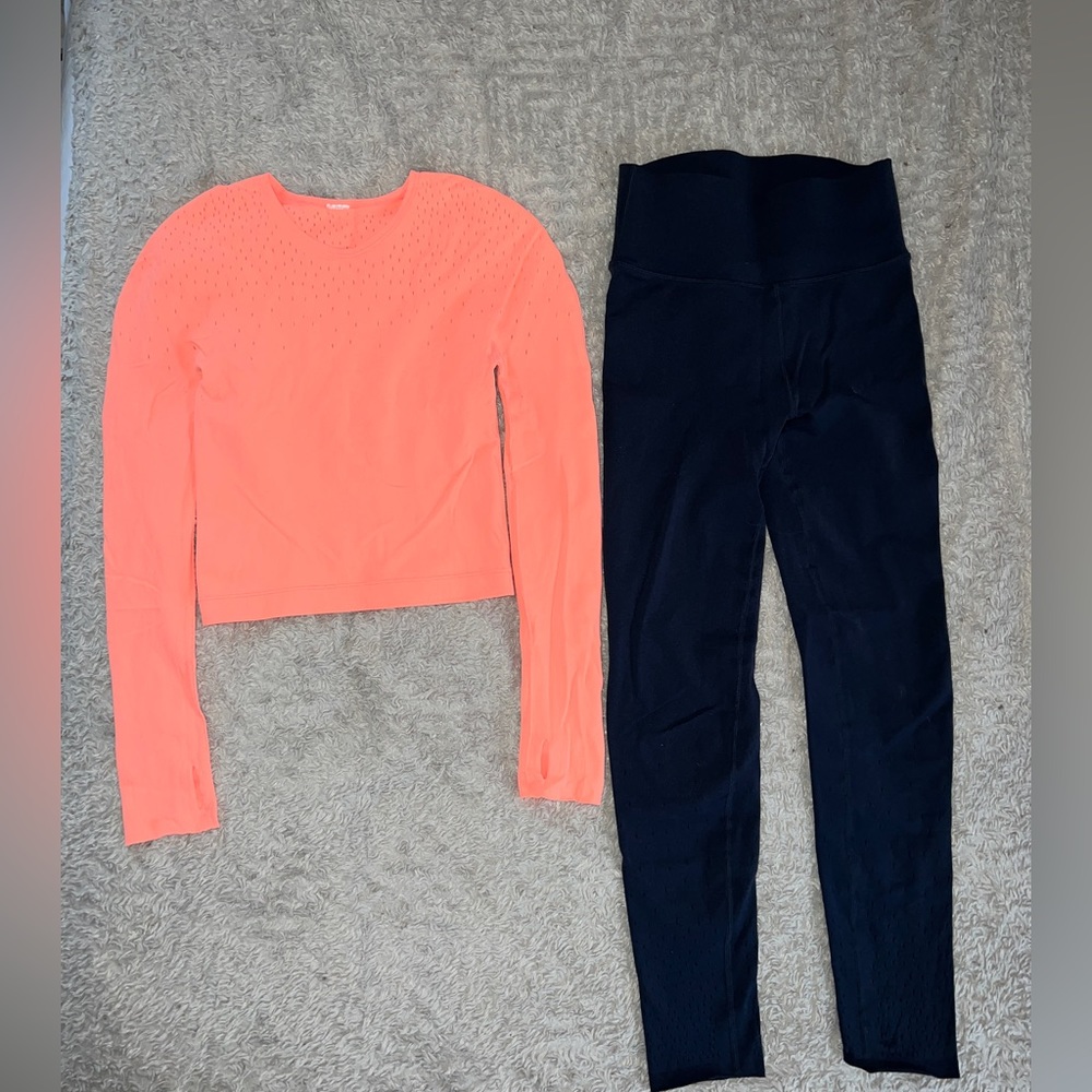 Women’s long sleeve top and workout legging set